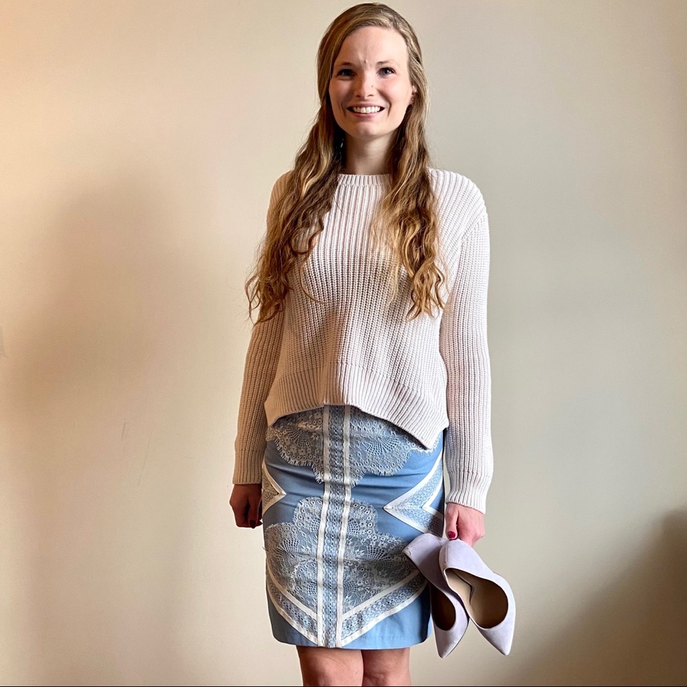 Endless Rose blue lace pencil skirt faux leather - Picture 2 of 11